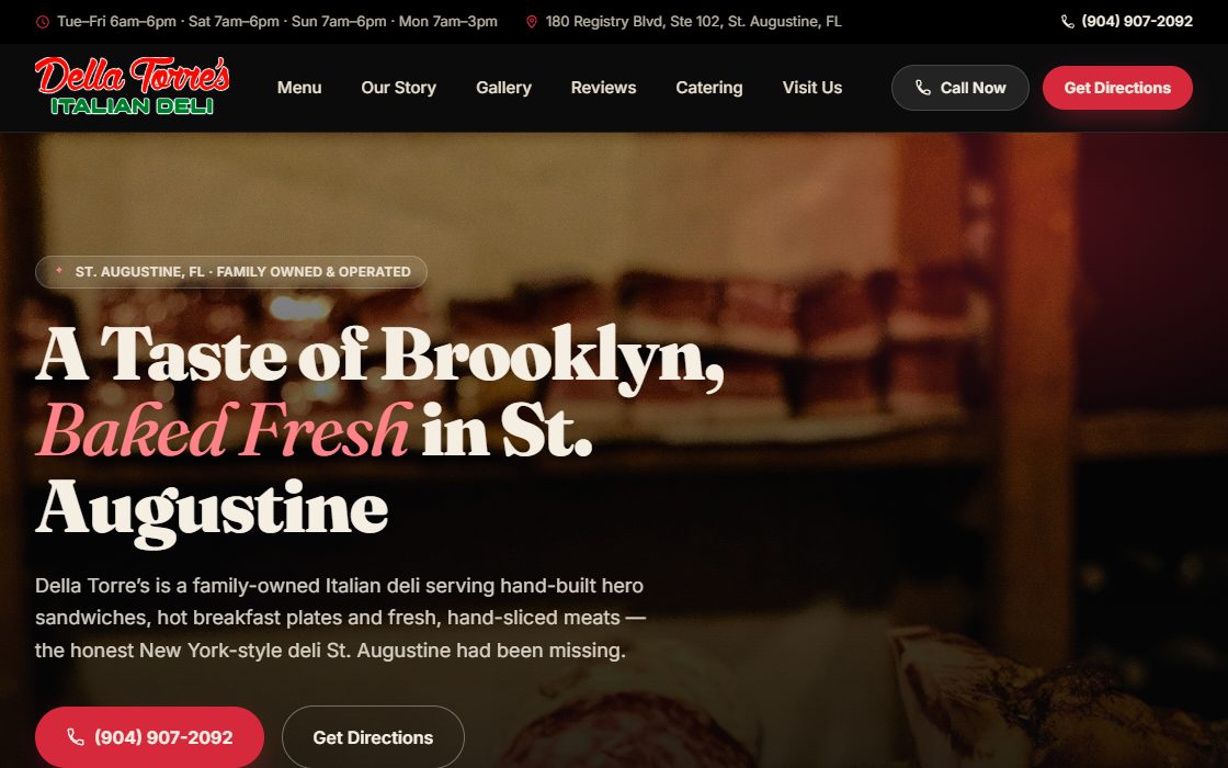 Della Torre's Italian Deli website built by Elevate Digital