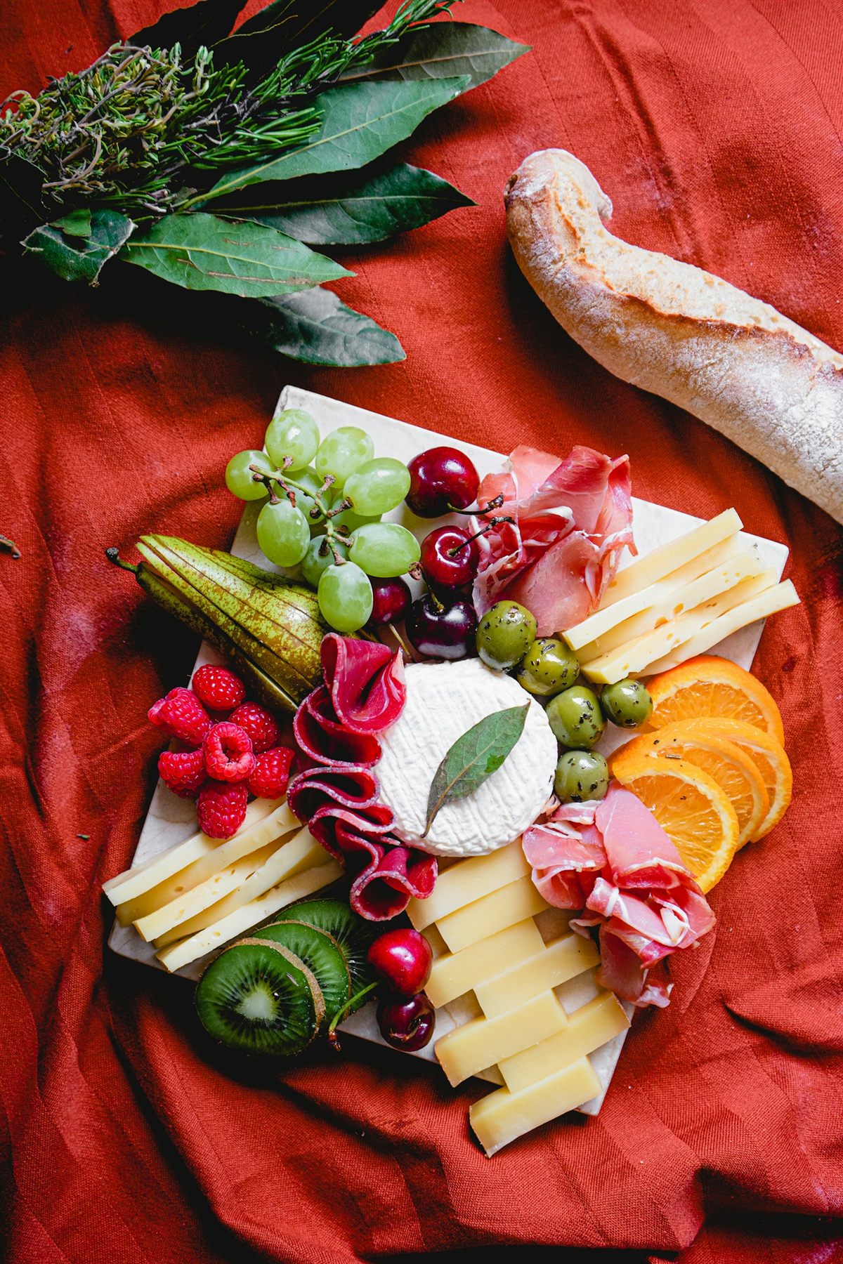 Prosciutto, salami and provolone with olives and fresh bread