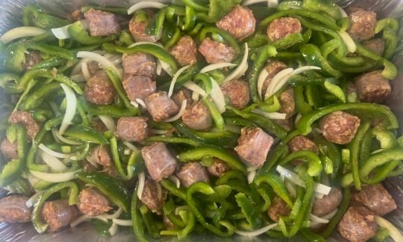 Sausage and peppers catering tray